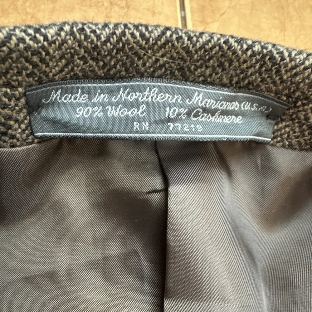 VTG Cricketeer Tweed Blazer Sz 44L Herringbone Wool Cashmere Sport Coat Jacket